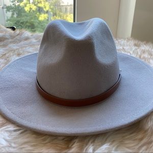 Free People Grey Brown Belted Fedora Small